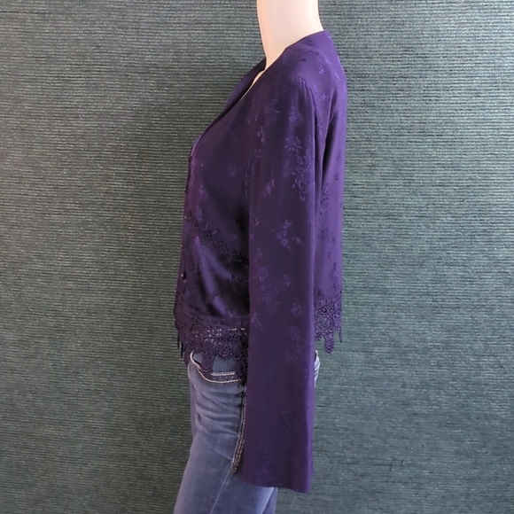 Vintage 80s K Studio Royal Purple Blouse/Jacket - Picture 8 of 17